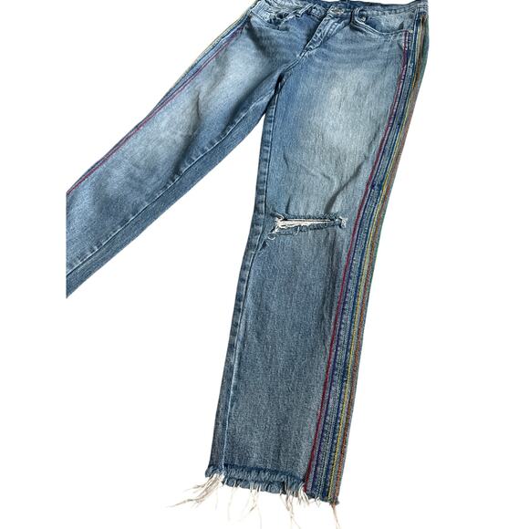 BlankNYC Rainbow Rivington High Rise in Crash Pad Raw Hem Jeans Size 27 - Picture 4 of 9